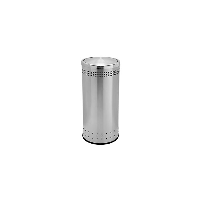 Commercial Zone 780729 Precision Series Imprinted Flip Top Waste Receptacle - 15 Gallon Capacity - 13 1/2" Dia. x 31" H - Stainless Steel