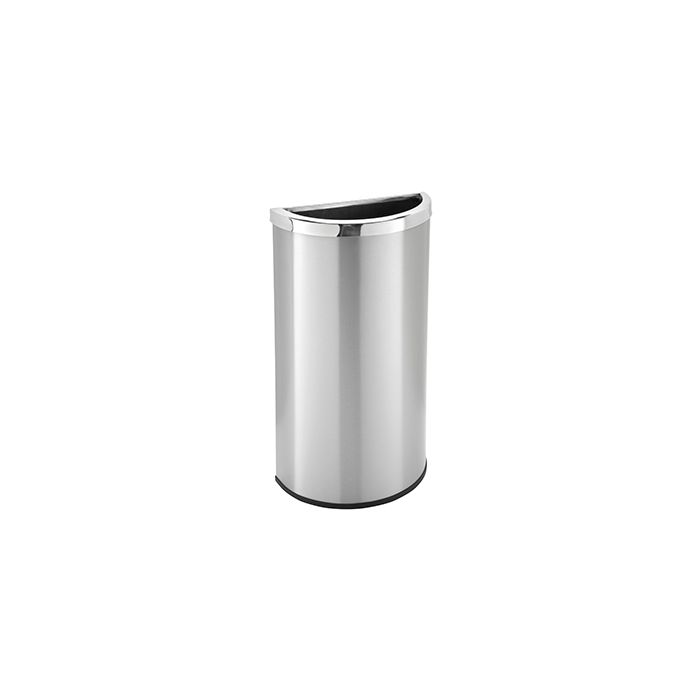 Commercial Zone 780929 Precision Series Half Moon Open Top Waste Receptacle - 8 Gallon Capacity - 13 1/2" L x 6 3/4" W x 26" H  - Stainless Steel