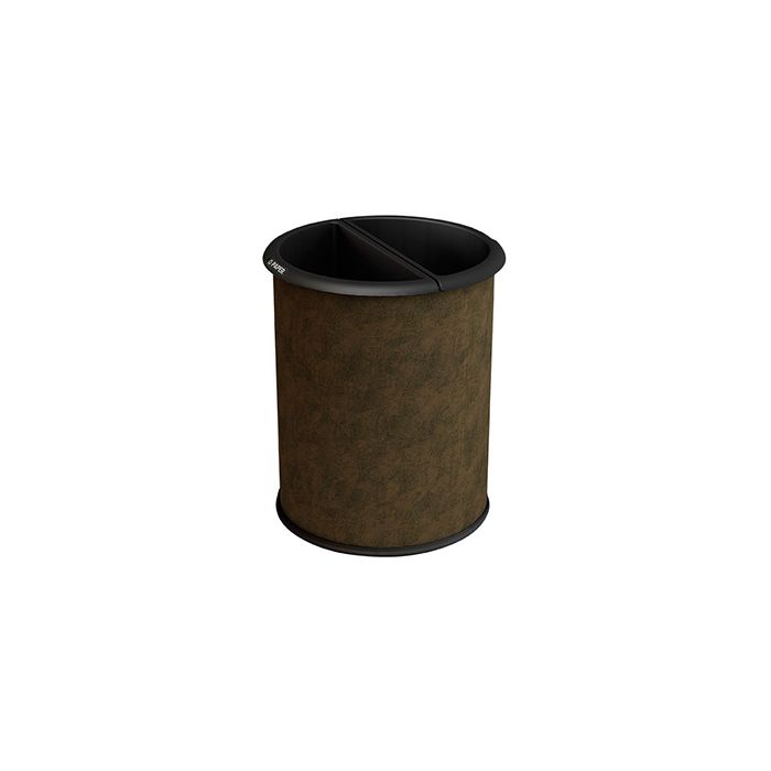 Commercial Zone 780947 Precision Series InnRoom Decorative Vinyl Wrapped Recycling Receptacle - 3.2 Gallon Capacity - 10 1/2" Dia. x 12 3/4" H - Brown in Color