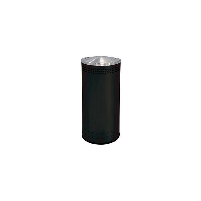 Commercial Zone 781401 Precision Series Imprinted Flip Top Waste Receptacle - 25 Gallon Capacity - 15 1/2" Dia. x 34" H - Black in Color