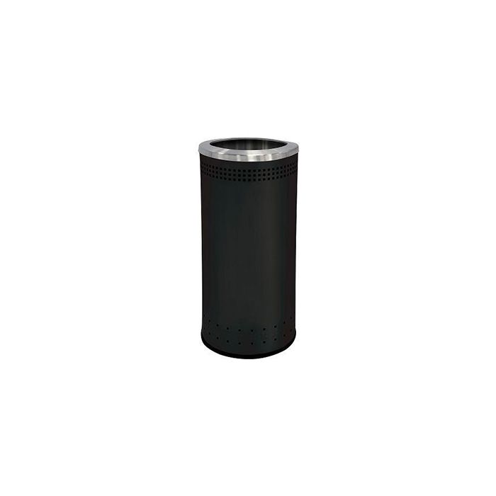 Commercial Zone 781801 Precision Series Imprinted Open Top Waste Receptacle - 25 Gallon Capacity - 15 1/2" Dia. x 34" H - Black in Color