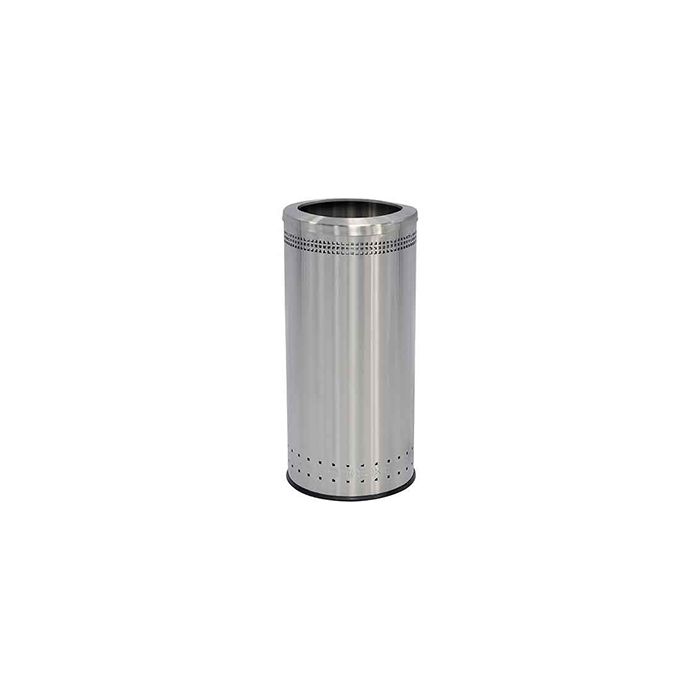 Commercial Zone 781829 Precision Series Imprinted Open Top Waste Receptacle - 25 Gallon Capacity - 15 1/2" Dia. x 34" H - Stainless Steel