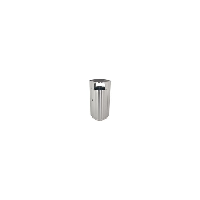 Commercial Zone 782029 Leafview Series Side Entry Waste Receptacle - 20 Gallon Capacity - 21” L x 15 1/4” W x 43” H - Stainless Steel