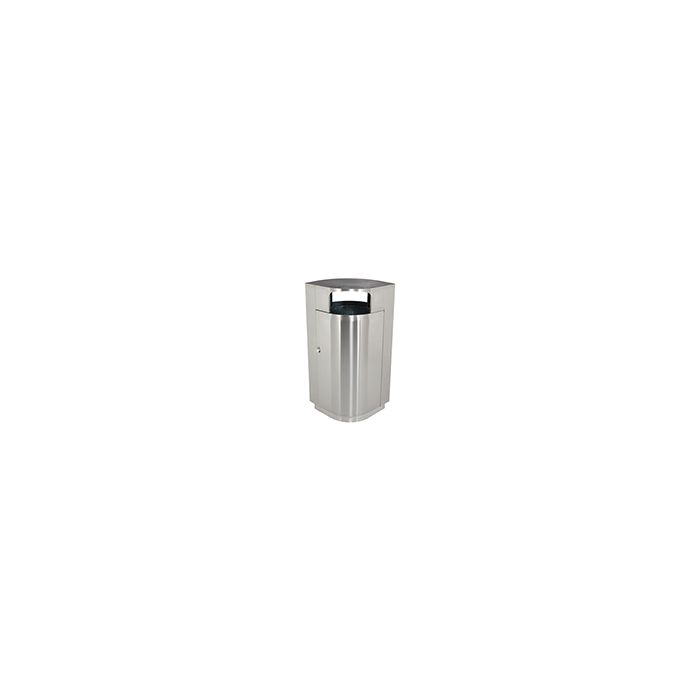 Commercial Zone 782129 Leafview Series Side Entry Waste Receptacle - 40 Gallon Capacity - 27 1/2” L x 18” W x 45” H - Stainless Steel