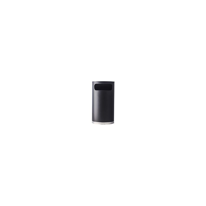 Witt Industries 9HR-BK Side Entry Half Round Waste Receptacle - 9 Gallon Capacity - 18" W x 32" H x 8 1/2" D - Black Body with Chrome Base