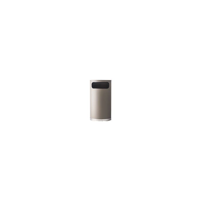 Witt Industries 9HR-TP Side Entry Half Round Waste Receptacle - 9 Gallon Capacity - 18" W x 32" H x 8 1/2" D - Taupe Body with Chrome Base