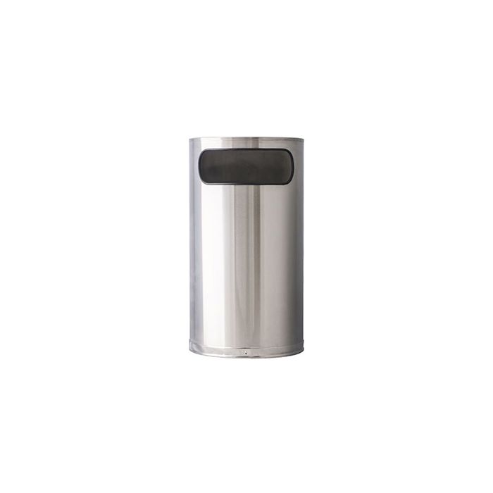 Witt Industries 9HR-SS Side Entry Half Round Waste Receptacle - 9 Gallon Capacity - 18" W x 32" H x 8 1/2" D - Stainless Steel Body with Chrome Base