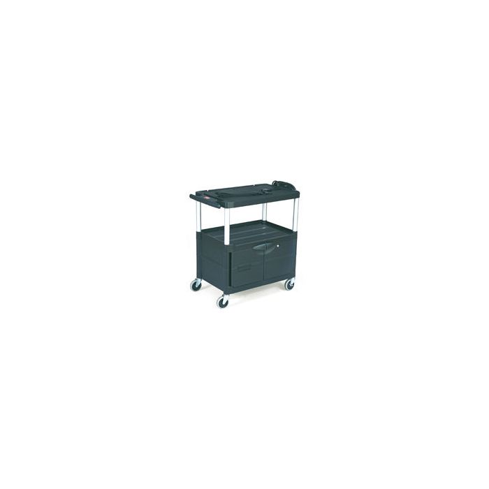 Rubbermaid 9T29 Audio-Visual Cart, 3 Shelves with Cabinet, 3" dia Casters - 32.5" L x 18.63" W x 32.13" H - 150 lb capacity - 24" Max TV Size