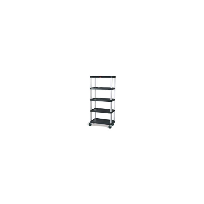 Rubbermaid 9T42 Mobile Shelf Truck, 5-Shelf Mobile Truck with 5" dia Casters, 2 with Locks - 35.13" L x 20" W x 62.38" H - 800 lb capacity