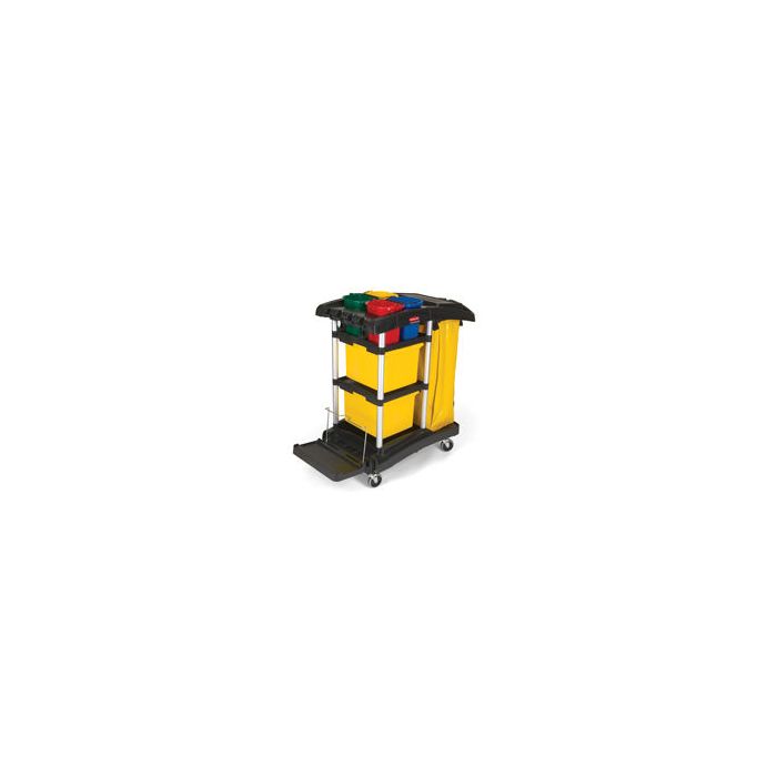 Rubbermaid 9T74 Microfiber Cleaning Cart with Color-Coded Pails