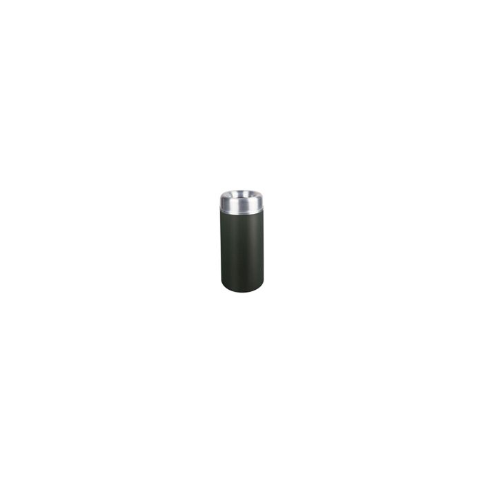 Rubbermaid / United Receptacle AOT15SABK - Crowne Collection Small Open Top Trash Receptacle - 15 Gallon Capacity - 15" Dia. x 30" H - 9" Dia. Disposal Opening - Black Textured Body with Satin Aluminum Top