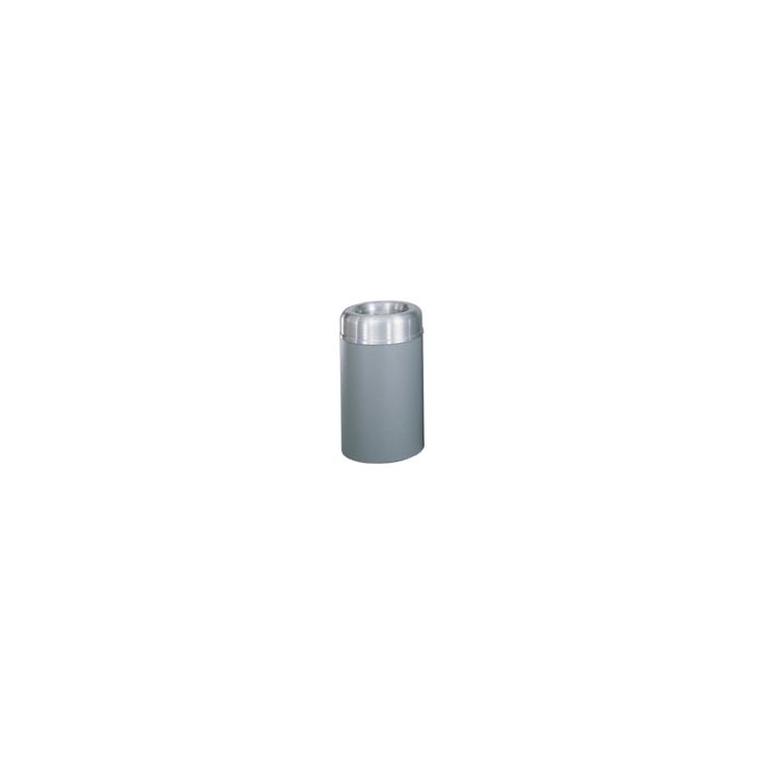 Rubbermaid / United Receptacle AOT30SAGR Crowne Collecton Small Open Top Trash Receptacle - 30-Gallon Capacity - 20" Dia. x 34.5" H - 12" Dia. Disposal Opening - Gray textured body with Satin Aluminum Top