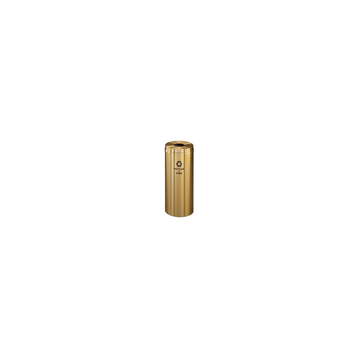 Glaro B1232BE "RecyclePro 1" Receptacle with Round Opening - 12 Gallon Capacity - 12" Dia. x 31" H - Satin Brass