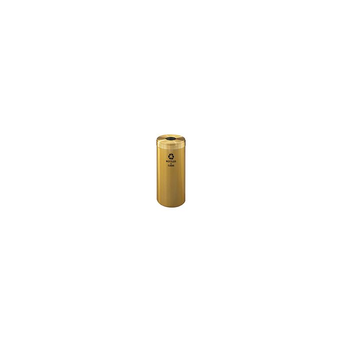 Glaro B1242BE "RecyclePro Value" Receptacle with Round Opening - 15 Gallon Capacity - 12" Dia. x 30" H - Satin Brass