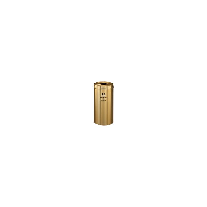 Glaro B1532BE "RecyclePro 1" Receptacle with Round Opening - 16 Gallon Capacity - 15" Dia. x 31" H - Satin Brass