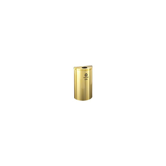 Glaro B1899VBE RecyclePro Value Half Round Receptacle with Round Opening - 16 Gallon Capacity - 30" H x 18" W x 9" D - Satin Brass