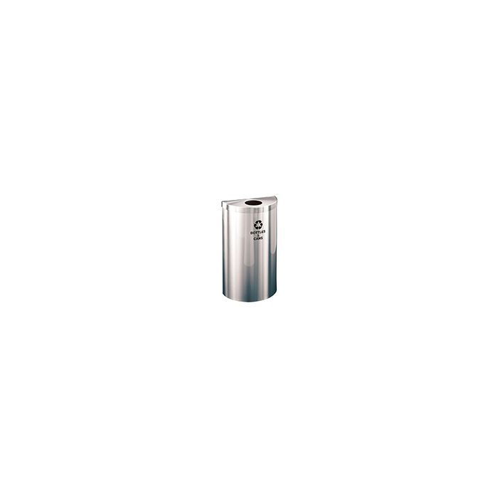 Glaro B1899VSA RecyclePro Value Half Round Receptacle with Round Opening - 16 Gallon Capacity - 30" H x 18" W x 9" D - Satin Aluminum