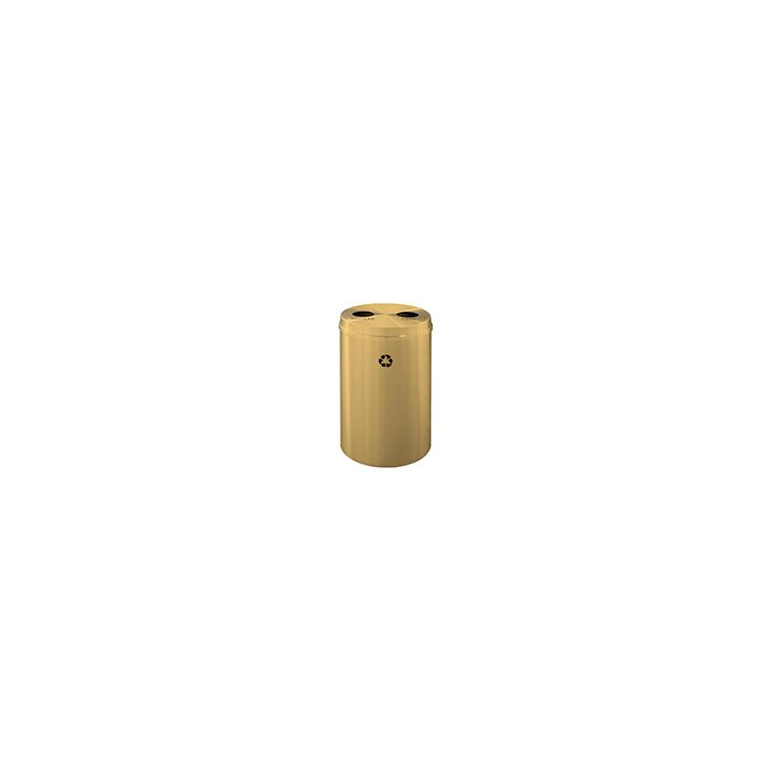 Glaro BC2032BE "RecyclePro 2" Receptacle with Two Round Openings - 33 Gallon Capacity - 20" Dia. x 31" H - Satin Brass