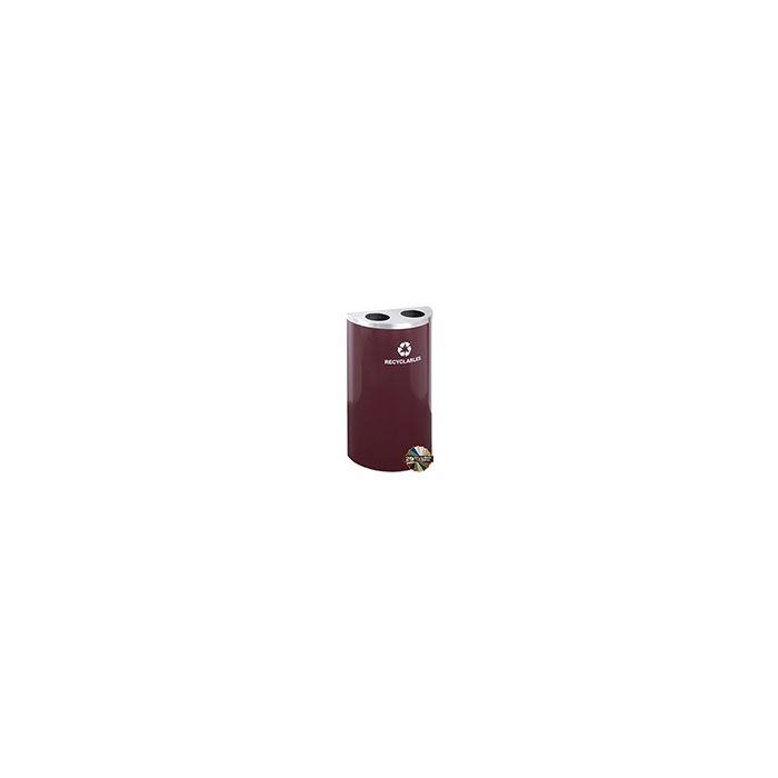 Glaro BC1899 RecyclePro Half Round Receptacle with Two Round Openings - 14 Gallon Capacity - 30" H x 18" W x 9" D - Assorted Colors