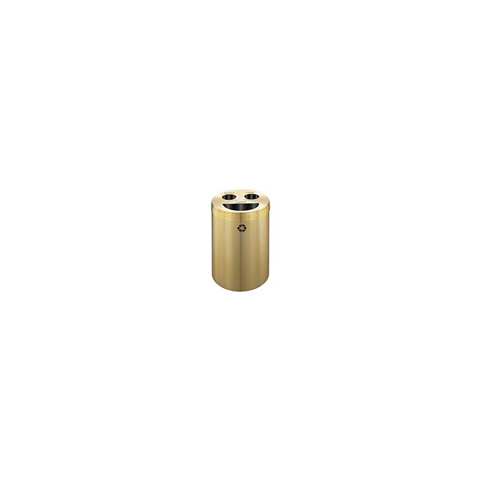 Glaro BCT20BE "RecyclePro 3" Receptacle with Half Round Opening and Two Hole Openings - 33 Gallon Capacity - 20" Dia. x 31" H - Satin Brass