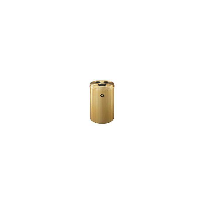 Glaro BCW20BE "RecyclePro 3" Receptacle with Three Round Openings - 33 Gallon Capacity - 20" Dia. x 31" H - Satin Brass