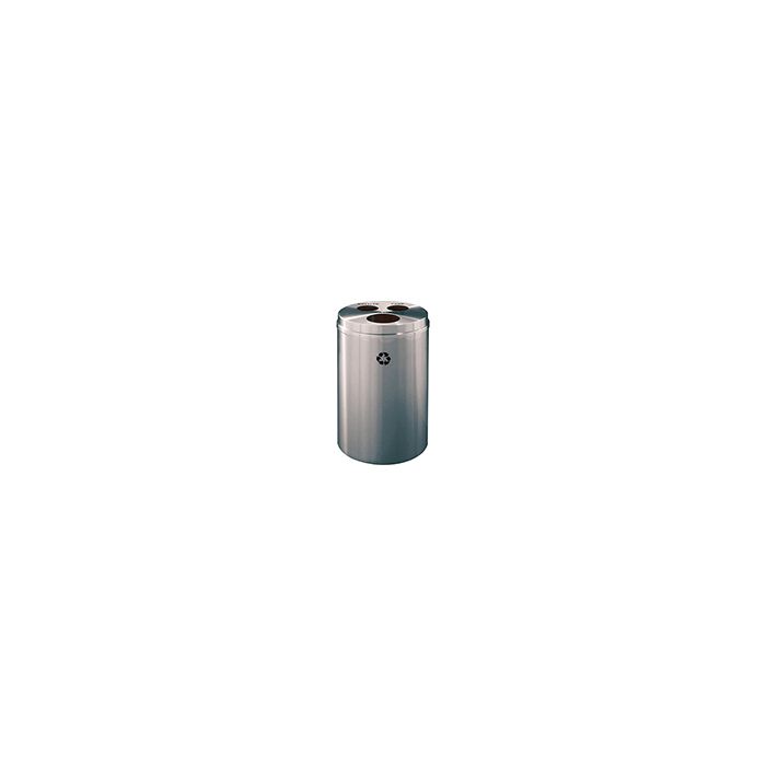 Glaro BCW20SA "RecyclePro 3" Receptacle with Three Round Openings - 33 Gallon Capacity - 20" Dia. x 31" H - Satin Aluminum