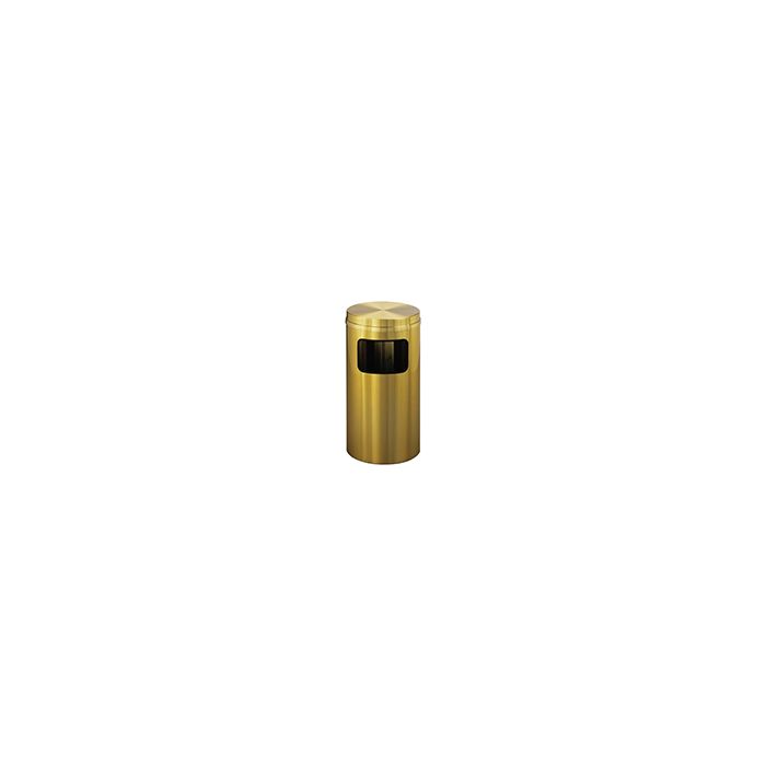 Glaro C1566BE Atlantis "All-Weather" Collection Flat Top Receptacle - 10 Gallon Capacity - 15" Dia. x 31" H - Satin Brass