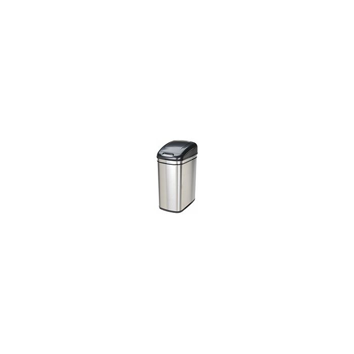 Nine Stars DZT-30-1 Infrared Touchless Waste Receptacle - 7.9 Gallon Capacity - 14 3/5" L x 10 2/5" W x 21 4/5" H - Stainless Steel with Black Top