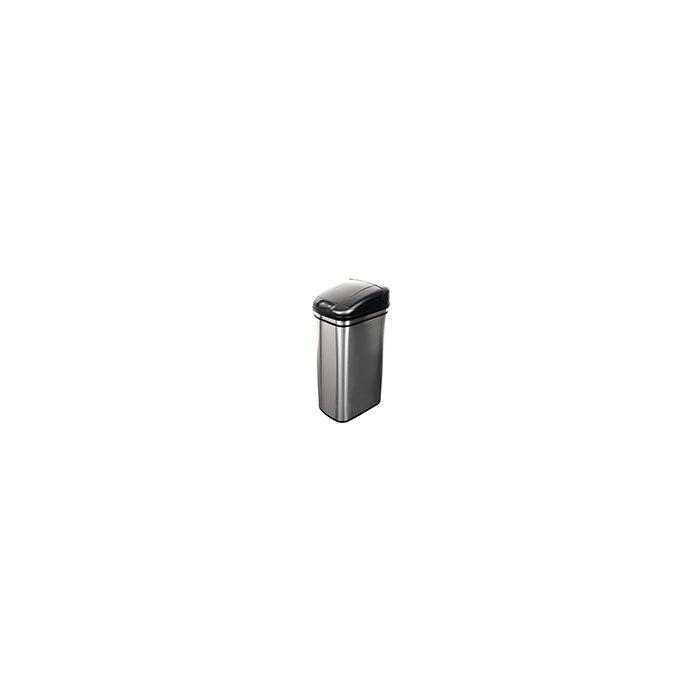 Nine Stars DZT-42-1 Infrared Touchless Waste Receptacle - 11.1 Gallon Capacity - 14 3/5" L x 10 2/5" W x 27" H - Stainless Steel with Black Top