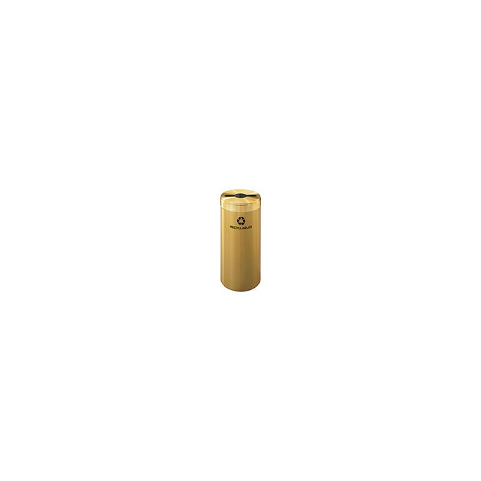 Glaro M1242BE "RecyclePro Value" Receptacle with Multi-Purpose Opening - 15 Gallon Capacity - 12" Dia. x 30" H - Satin Brass