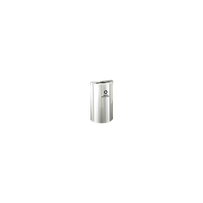 Glaro M1899VSA RecyclePro Value Half Round Receptacle with Multi-Purpose Opening - 16 Gallon Capacity - 30" H x 18" W x 9" D - Satin Aluminum