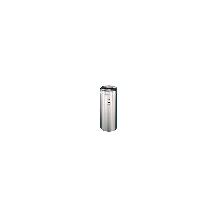 Glaro P1232SA "RecyclePro 1" Receptacle with Slot Opening - 12 Gallon Capacity - 12" Dia. x 31" H - Satin Aluminum