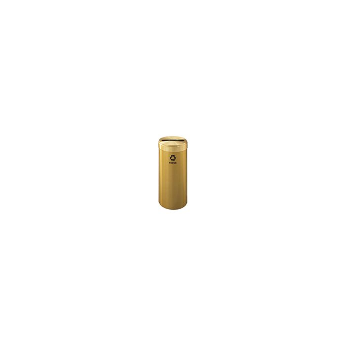 Glaro P1242BE "RecyclePro Value" Receptacle with Slot Opening - 15 Gallon Capacity - 12" Dia. x 30" H - Satin Brass