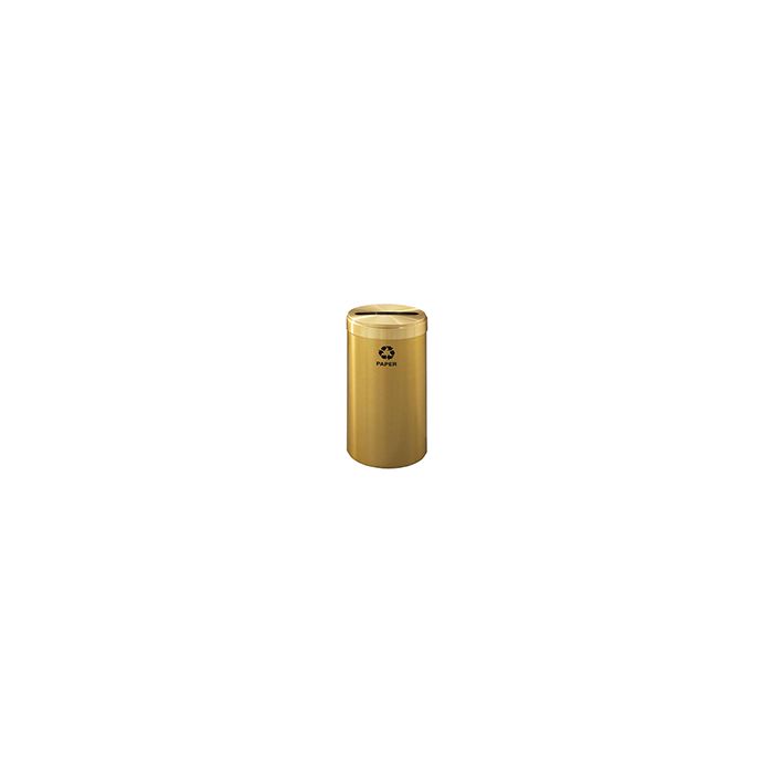 Glaro P1542BE "RecyclePro Value" Receptacle with Slot Opening - 23 Gallon Capacity - 15" Dia. x 30" H - Satin Brass