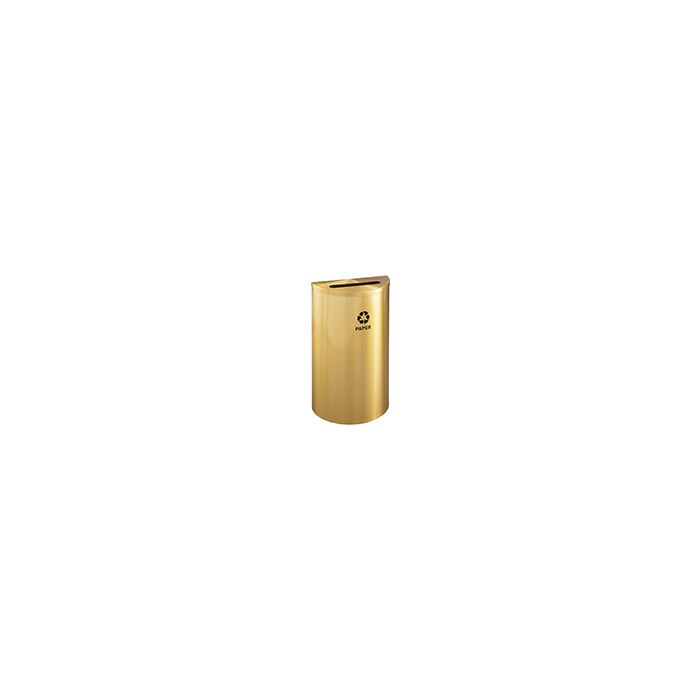 Glaro P1899BE RecyclePro Half Round Receptacle with Slot Opening - 14 Gallon Capacity - 30" H x 18" W x 9" D - Satin Brass