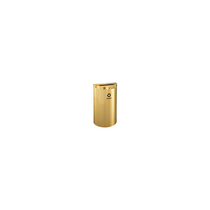 Glaro P1899VBE RecyclePro Value Half Round Receptacle with Slot Opening - 16 Gallon Capacity - 30" H x 18" W x 9" D - Satin Brass