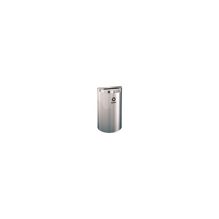 Glaro P1899VSA RecyclePro Value Half Round Receptacle with Slot Opening - 16 Gallon Capacity - 30" H x 18" W x 9" D - Satin Aluminum