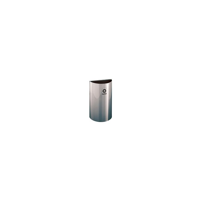 Glaro RO1899SA RecyclePro Half Round Open Top Receptacle - 16 Gallon Capacity - 18" W x 9" D x 29" H - Satin Aluminum