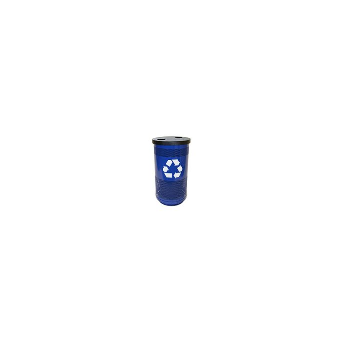 Witt Industries SC35-02 Stadium Series Recycling Receptacle with Flat Top Recycling Lid and 2 Hole Openings - 18.5" Dia. x 33.75" H - 35 Gallon Capacity - Blue in Color