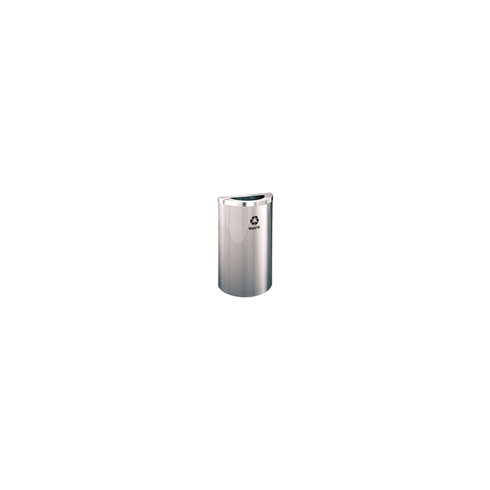 Glaro T1899VSA RecyclePro Value Half Round Receptacle with Half Round Opening - 16 Gallon Capacity - 30" H x 18" W x 9" D - Satin Aluminum