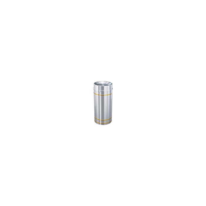 Glaro TA1234SA Capri Collection Tip Action Top Receptacle - 12 Gallon Capacity - 12" Dia. x 32" H - Satin Aluminum with Satin Brass Bands