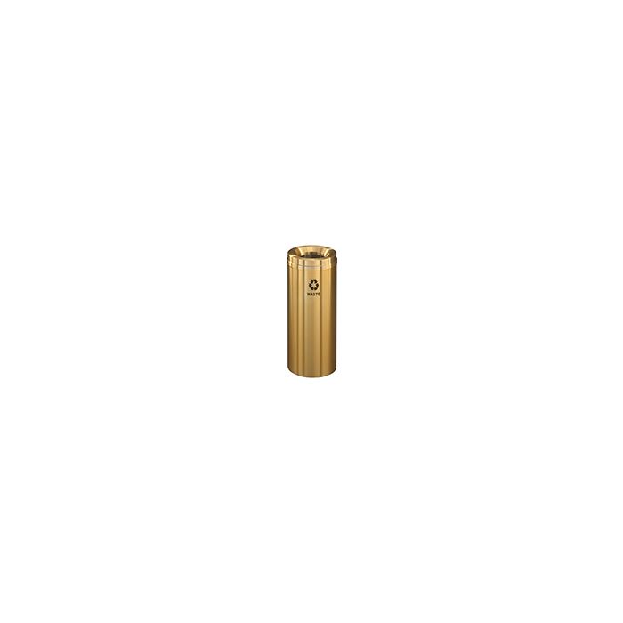 Glaro W1232BE "RecyclePro 1" Receptacle with Large Round Opening - 12 Gallon Capacity - 12" Dia. x 31" H - Satin Brass