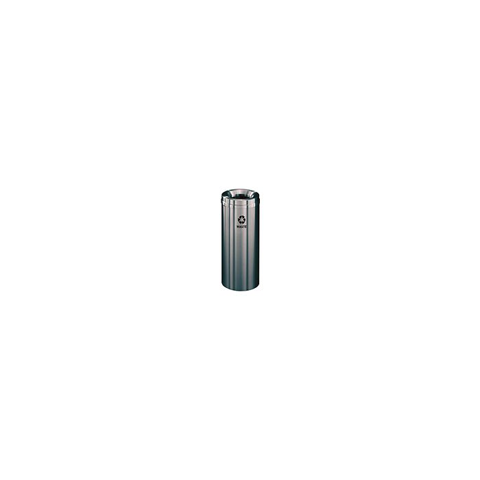 Glaro W1232SA "RecyclePro 1" Receptacle with Large Round Opening - 12 Gallon Capacity - 12" Dia. x 31" H - Satin Aluminum