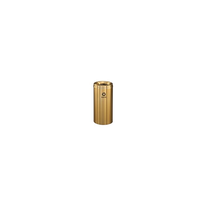 Glaro W1532BE "RecyclePro 1" Receptacle with Large Round Opening - 16 Gallon Capacity - 15" Dia. x 31" H - Satin Brass