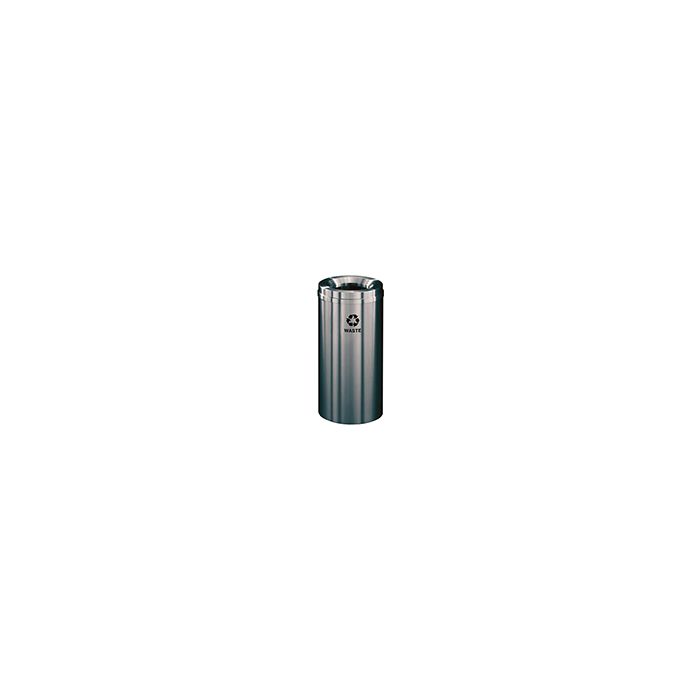 Glaro W1532SA "RecyclePro 1" Receptacle with Large Round Opening - 16 Gallon Capacity - 15" Dia. x 31" H - Satin Aluminum