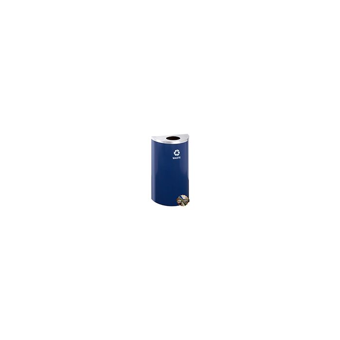 Glaro W1899 RecyclePro Half Round Receptacle with 5.5"  Round Opening - 14 Gallon Capacity - 30" H x 18" W x 9" D - Assorted Colors