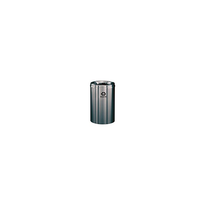 Glaro W2032SA "RecyclePro 1" Receptacle with Large Round Opening - 33 Gallon Capacity - 20" Dia. x 31" H - Satin Aluminum