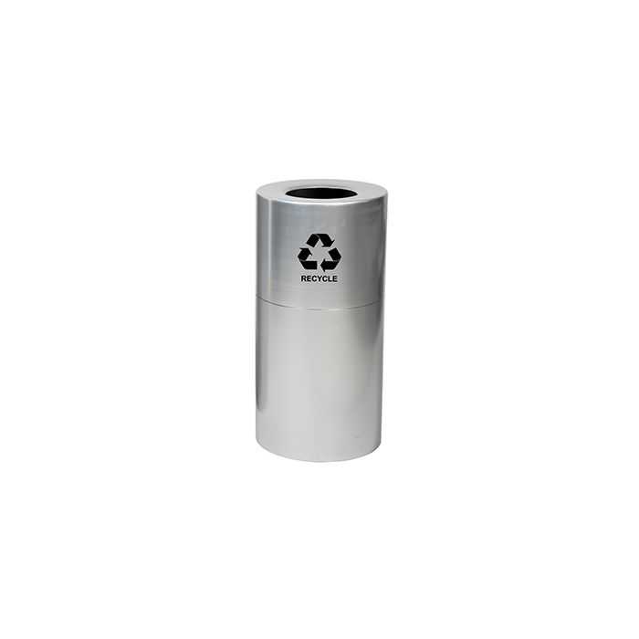 Witt Industries AL18-CLR-R Stadium Series Aluminum Open Top Recycling Container - 24 Gallon Capacity - 15" Dia. x 30.5" H - Satin Aluminum