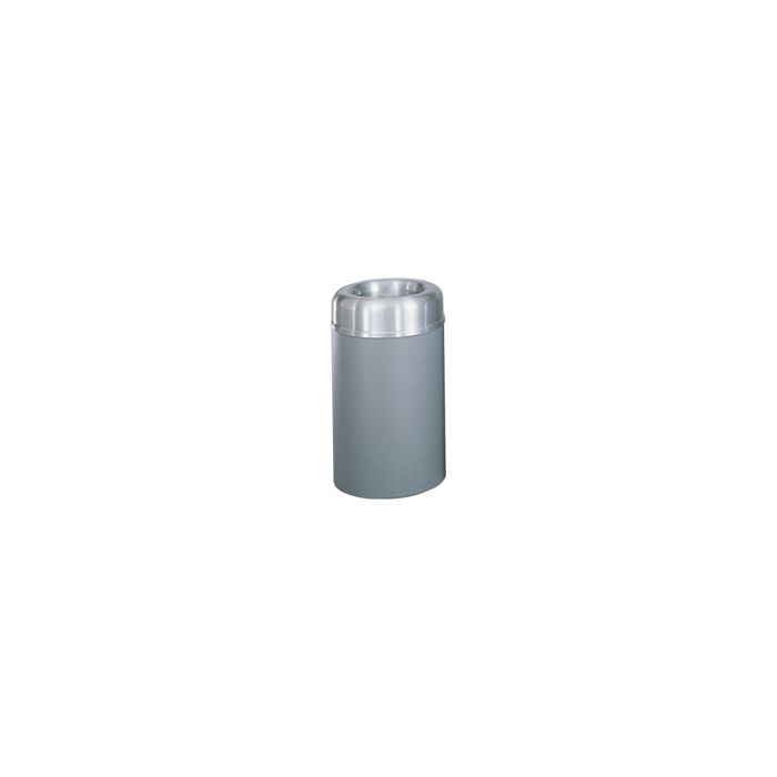 Rubbermaid / United Receptacle AOT30SAGR Crowne Collecton Small Open Top Trash Receptacle - 30-Gallon Capacity - 20" Dia. x 34.5" H - 12" Dia. Disposal Opening - Gray textured body with Satin Aluminum Top