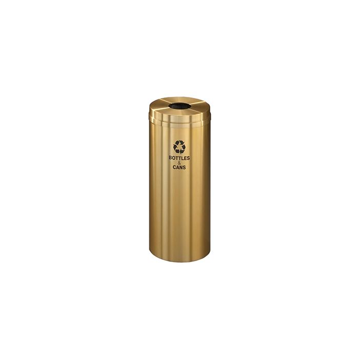 Glaro B1232BE "RecyclePro 1" Receptacle with Round Opening - 12 Gallon Capacity - 12" Dia. x 31" H - Satin Brass